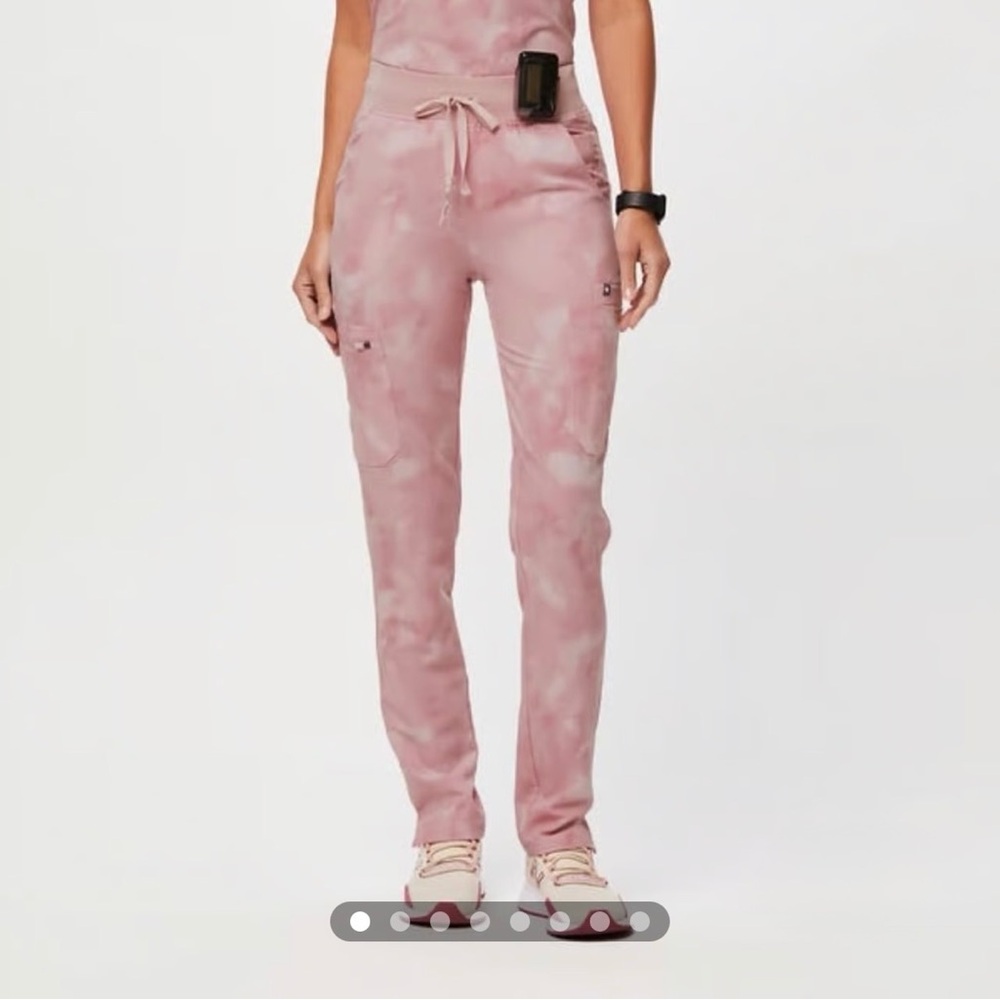Figs Pink Tie Dye High Waisted Yola Skinny Scrub Pants Limited Edition